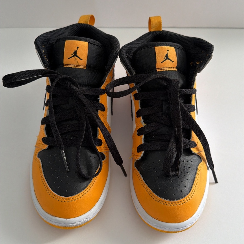Nike Air Jordan Kids Black and Orange Sneakers Size 1.5Y